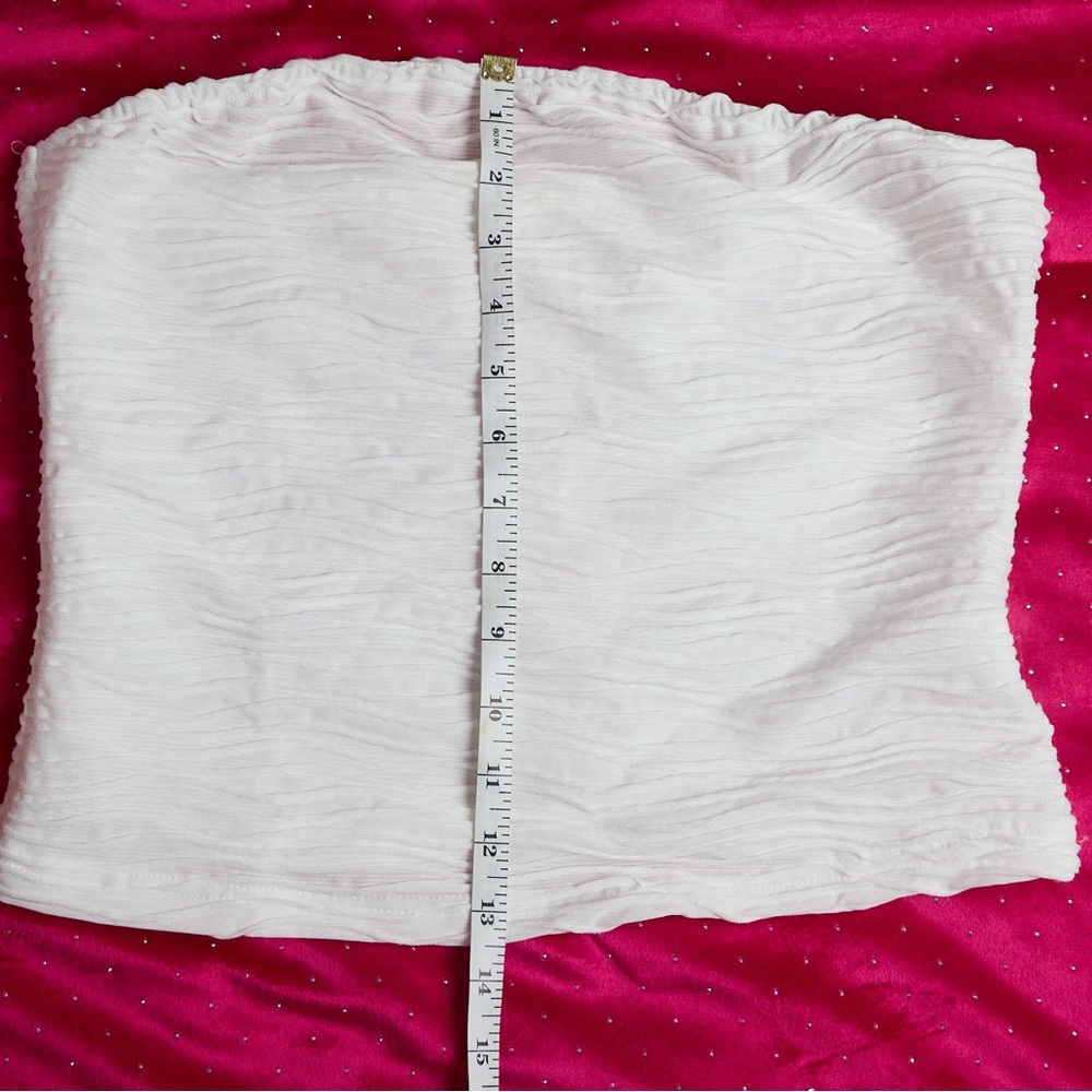 White Strapless Ruched Tube Top